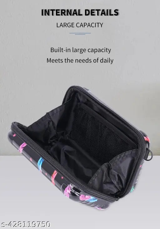 Trendy leaf print fiber mini suitcase box sling with adjustable strap