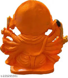 Orange marble Panchmukhi Hanumanji statue, 15cm tall, intricately handcrafted, Indian origin