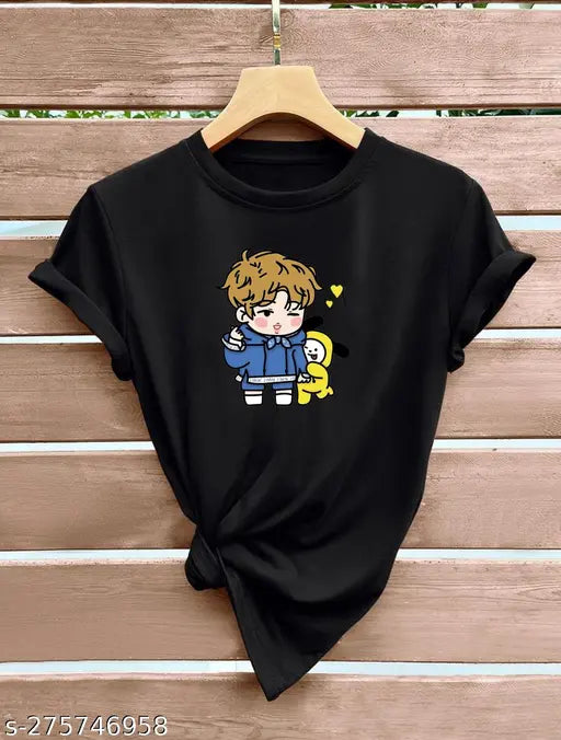 New trendy pure cotton oversized printed t-shirt for girls and women pack of 1