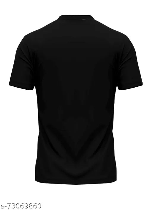 Black sports jersey t-shirt, cotton fabric, athletic wear, back view.