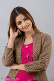 Pink rayon Anarkali kurta with jacket, printed combo, festive traditional wear