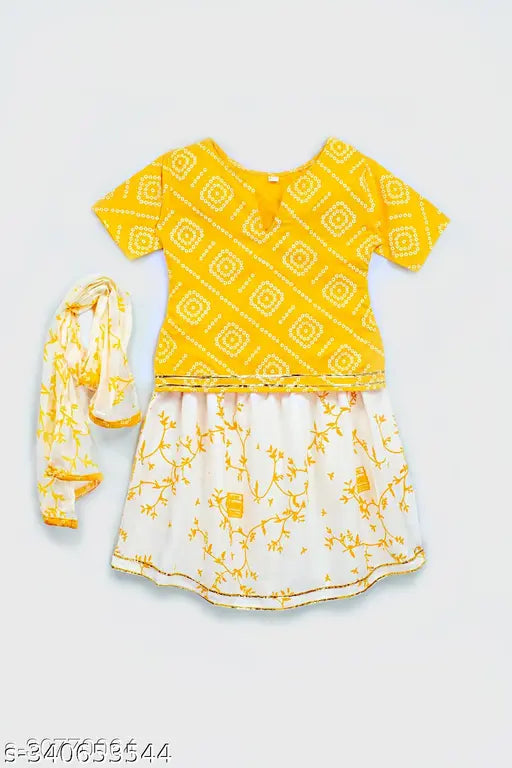 Rayon lehenga choli set for kids, printed in vibrant colors, perfect for little Indian princesses aged 3-6 years