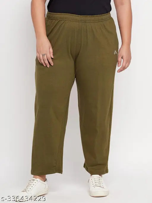 Dark olive green cotton jogger pants, track pants combo with elastic waistband and drawstring bottom