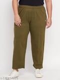 Dark olive green cotton jogger pants, track pants combo with elastic waistband and drawstring bottom