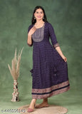 Viscose rayon anarkali dress with flared skirt, long sleeves, embroidery, full length gown, trendy fashion choice for women's festive wear
