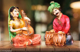Resin Rajasthani musicians showpiece, handmade figurines for home decor, adds elegance to living/dining rooms