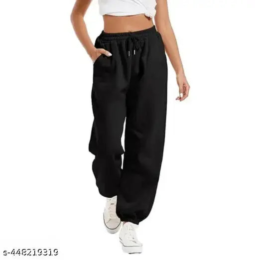 Black jogging pants with drawstring closure