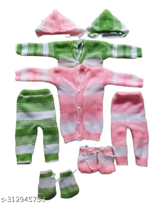 Green wool sweater with self-design net pattern for infants, 0-3 months, 0-2 months, 2-4 months, Indian origin