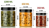 Air-tight food-grade PET plastic kitchen storage containers by Mak Brothers, set of 12, varying sizes: 1200ml, 650ml, 350ml