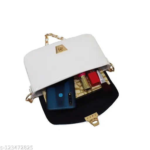 New stylish sling bag for women, white leather, shoulder strap