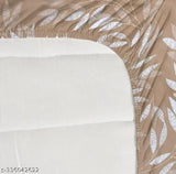 Brown, premium cotton elastic fitted bedsheets with 2 pillow covers for double bed (78x72+10), featuring a botanical print