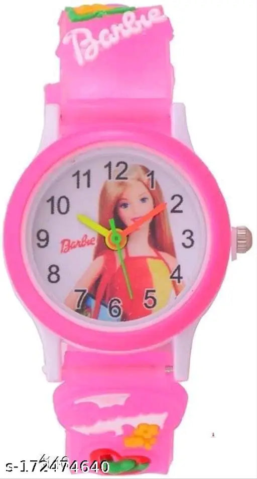 Pink plastic watch with Barbie design