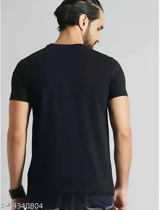 Stylish designer cotton men's t-shirts, short sleeves, printed pattern, sizes S-XL (36in-42in chest). Indian-made men's fashion tee on hanger