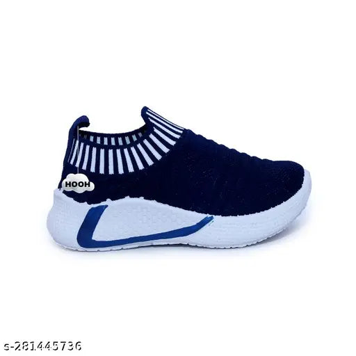 Textured canvas navyblue casual shoes for kids, durable, breathable, and comfortable. Slip-on design with cushioned sole, suitable for daily use and parties. Easy to wash, available in sizes 18-21 Months to 4.5-5 Years. Made in India