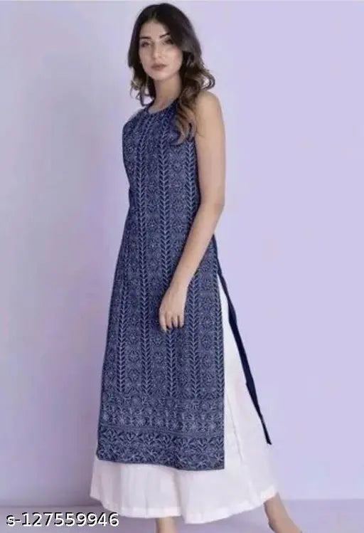 Rayon printed kurti with palazzo, sleeveless, beautiful, Indian ethnic wear in M, L, XL, XXL