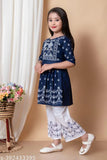 Fashion Hubs printed rayon A-line kurta with palazzos for girls, Indian ethnic wear for festive occasions