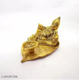 Metal Divya Shakti Kuber Deepam Oil lamp - Decorative showpiece for Lakshmi Kubera Pooja, 7cm x 4cm x 6.5cm, made in India