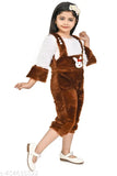 Luxurious brown woolen jumpsuit with matching hat for girls (12-18 Months), warm and cozy winter wear with bunny motif