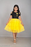 Black, yellow ruffle layered modern one piece dress