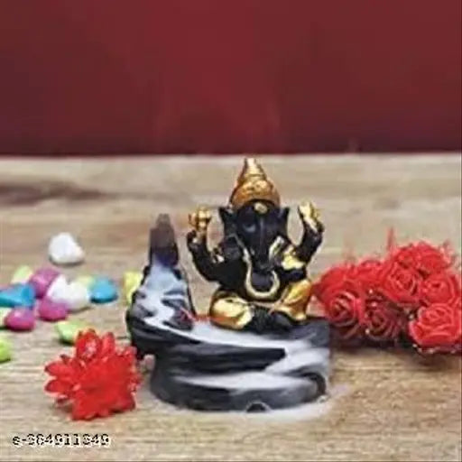 Adiyogi Shiva, Mahadev, and Yellow Ganesh polyresin statues with free backflow cones - handcrafted Indian artistry for peaceful home decor