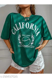 Women's California Printed Oversized T-shirt | Longline Drop Shoulder Boho Style T-Shirt For Women And Girl
