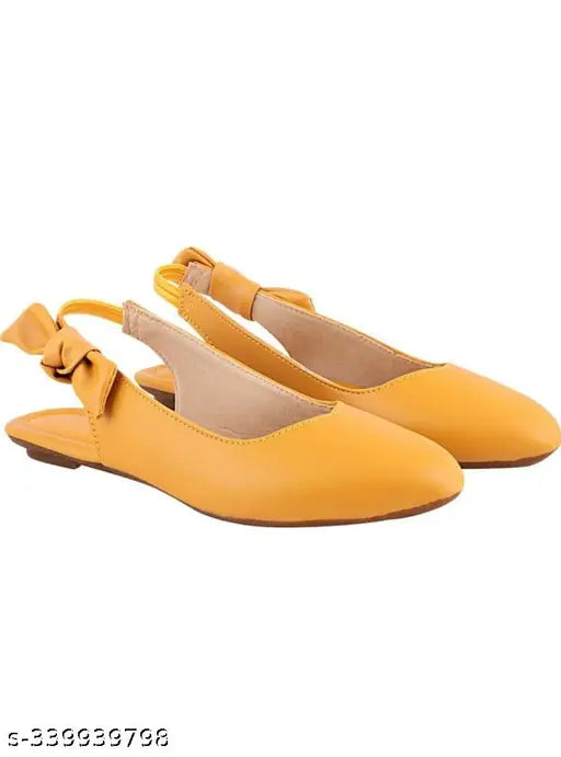 Yellow synthetic Laxmi trace ballerinas, stylish and comfortable women's sandals from India