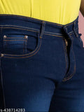 Denim men's jeans solid, high-quality essential for men's wardrobe. Available sizes: 28, 30, 32, 34, 36, 38, 40, 42, 44 (inches). Made in India