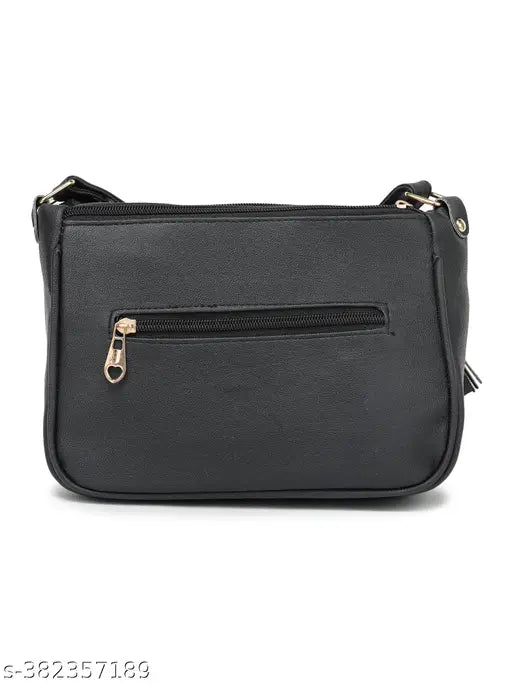 Black sling bag, 5 zip compartments