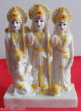 Hand-crafted Poly Resin statue of Ram, Sita, Laxman, and Hanuman for temple decor - 6 inches tall, made in India