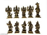 Brass Vishnu Dashavatar Idols - Ten Incarnations Avatars, intricate Indian deity statues, 30cm(L) x 60cm(H) x 25cm(B), Net Quantity: 1