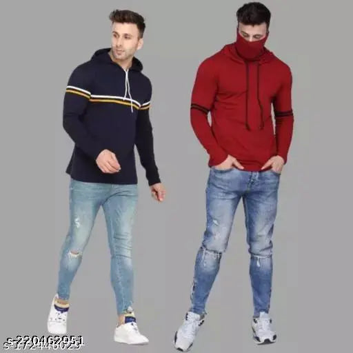Striped polycotton long sleeves T-shirts (2 pack), Indian made