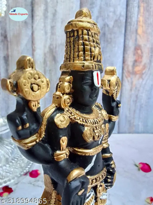 Marble Balaji Idol (9cm x 20cm x 7.5cm), premium Tirupati statue for Pooja Room, car dashboard, or gift