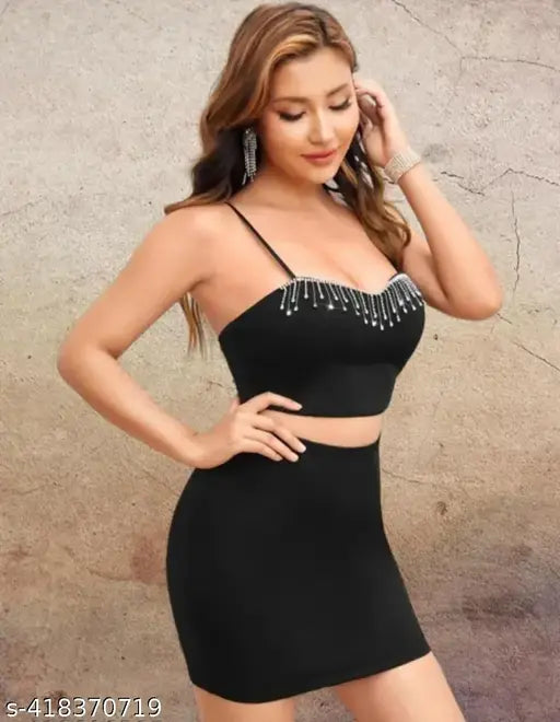 Women's black colorblocked cotton blend mini skirt for office, party, and casual wear. Available in sizes 26, 28, and 30