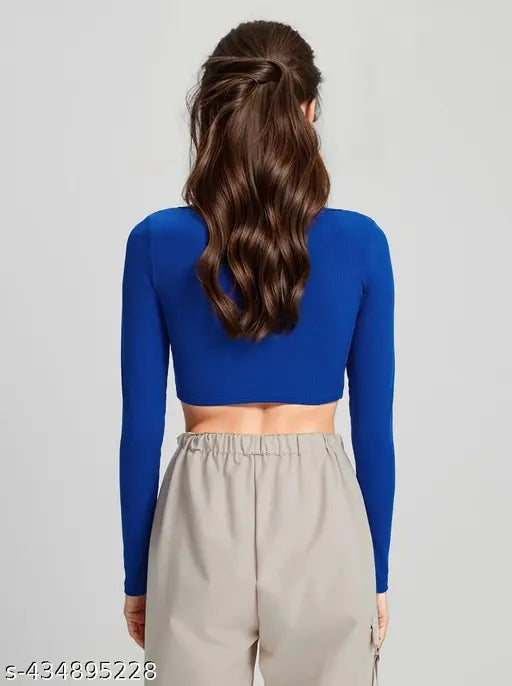 Polyester long-sleeved tunic, solid color women's top by Urbane Fashionista. Made in India