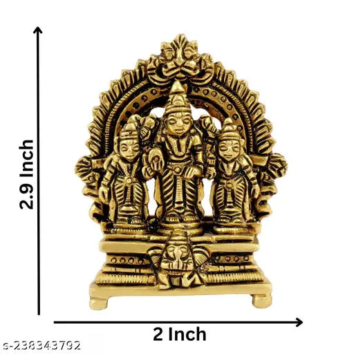 Brass Laxmi Narayana sculpture with Shridevi and Bhudevi, handcrafted by ShreeYaash, premium brass, home decorative item, height 2.9 inches
