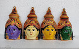 Metal Ashtalakshmi devi faces set, 8 identical Lakshmi figures, Indian god idols for Varalakshmi Pooja, each face 7 x 3.5 inches