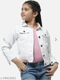 Girl's solid cotton jacket, full sleeve
