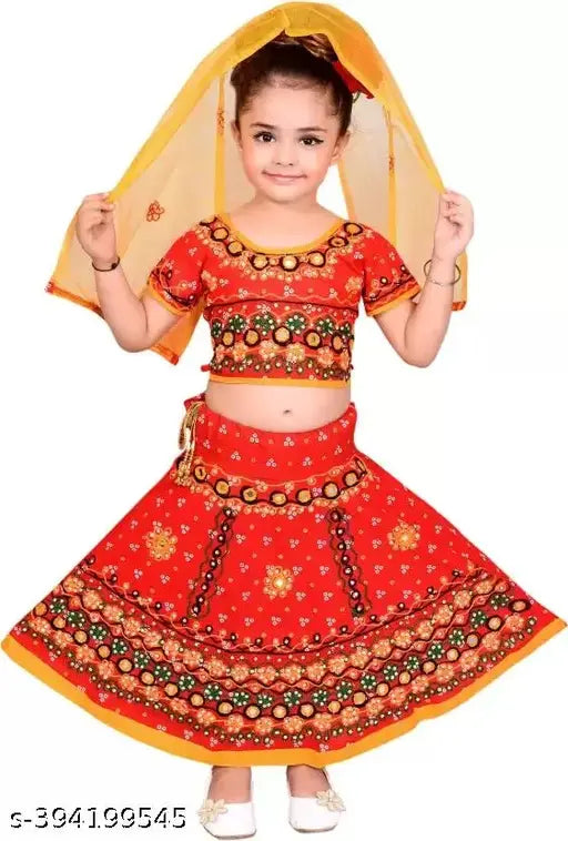 Cotton blend embroidered lehenga cholis for baby girls (12-24 months), India origin