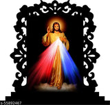 Multicolor acrylic divine-looking Jesus Christ statue for car dashboard or home decor, 10.5 cm x 11.5 cm x 2.5 cm, ideal gift item
