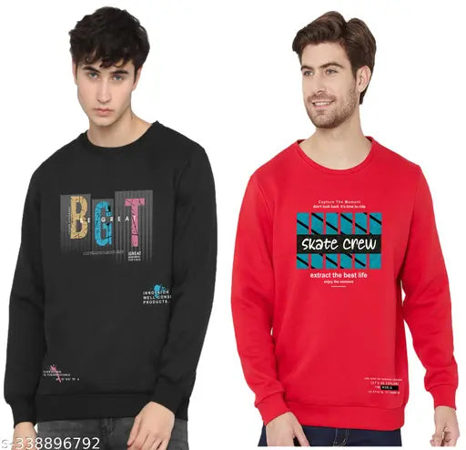 Navy blue printed combo sweatshirt, long sleeve cotton men's shirt from Vosimo, pack of 2