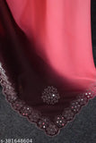 Pink georgette silk sari with white embroidered design