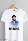 White printed salaar prabhash t-shirt for men and women, polyester with short sleeves, suitable for various occasions like Holi, parties, or daily wear