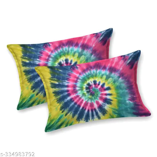 Multicolor rainbow tie and dye 100% cotton king size bedsheet, ethnically patterned with 2 pillow covers for a stylish rest area