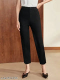 Mom fit mid waist solid style plain jeans for women, best quality formal pant for women