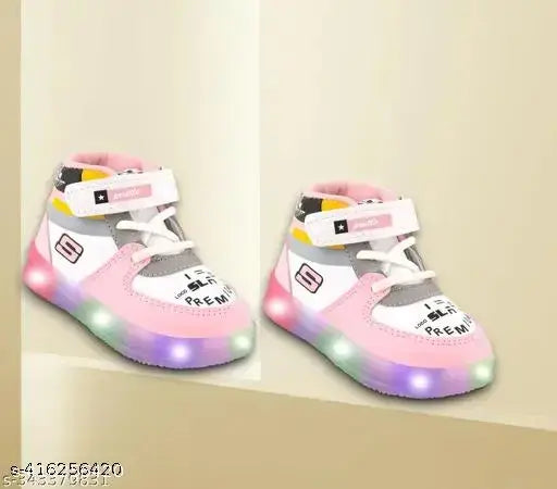 Prattle Foot Kids Led Shoes, Casual Led Velcro Shoes, Light weight Shoes, Outdoor Sports Shoes for Little Tiny Kid GlowT101Pink-$-