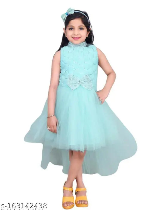 Cute baby doll dress in sky blue, fancy with up, down frock, child-sized