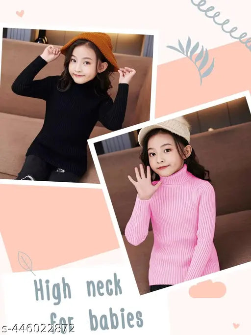 High neck wool skivi for kids, solid design in cool weather wardrobe