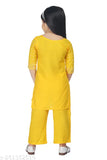 Kids Rayon Plazo Set, printed top with three-quarter sleeves and matching printed net bottom, premium quality Indian attire for 4-5 years, 5-6 years, or 6-7 years old