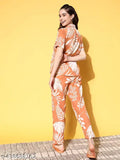 Trendy orange cotton lounge wear night suit dress set with printed pattern, perfect for everyday comfort and style. Made in India