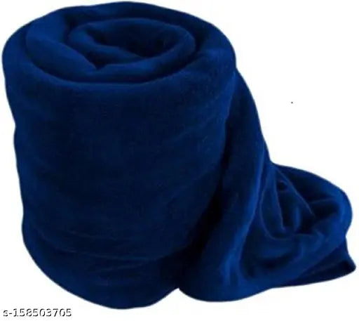 Blue solid plain polar fleece single bed blanket by NG Products, 60x90 inches